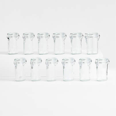Mini Oval Spice-Herb Jars with Clamp Set of 12