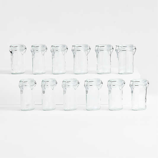 Mini Oval Spice-Herb Jars with Clamp Set of 12