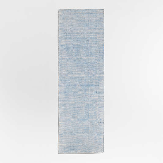 Monaco Performance Handwoven Light Blue Runner Rug 2'10"x9'