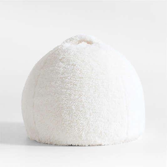 Cream White Large Mongolian Faux Fur Kids Lounge Bean Bag Chair