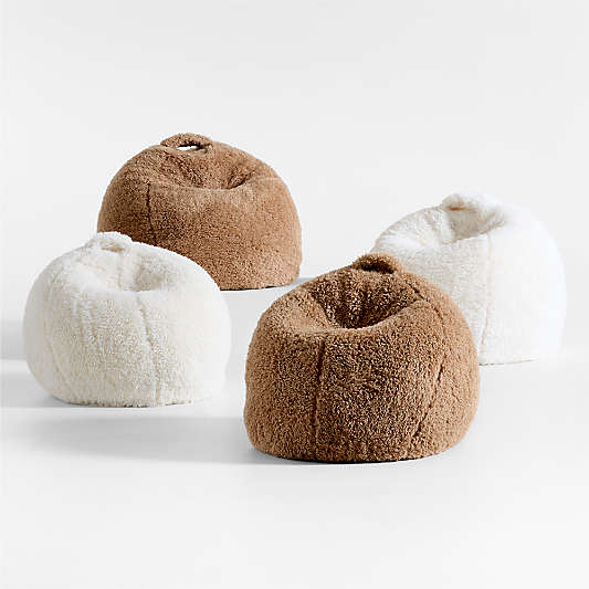 Sesame Brown Large Mongolian Faux Fur Kids Lounge Bean Bag Chair