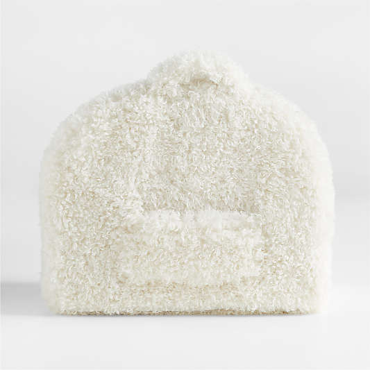 Small Cream Mongolian Faux Fur Kids Lounge Nod Chair