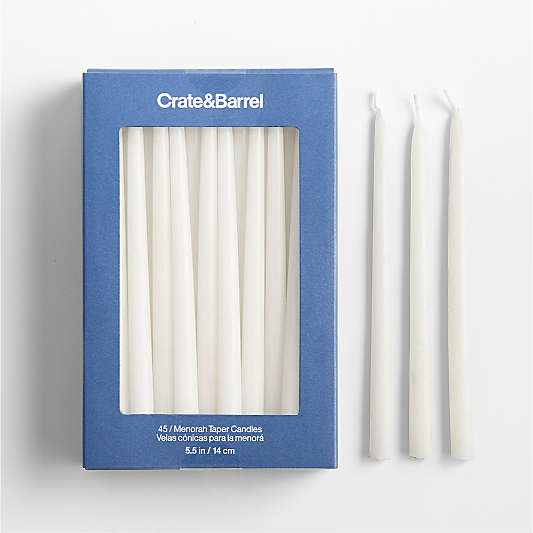 White Hanukkah Menorah Candles, Set of 45