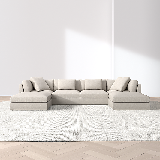 Monterey Modular 4-Piece U-Shaped Sectional Sofa with Double Ottoman