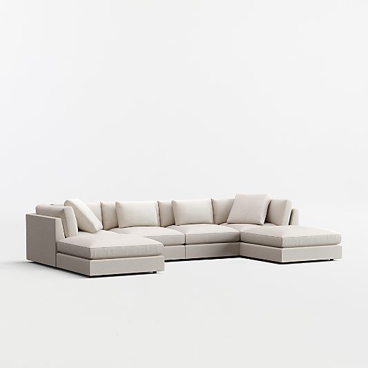 Monterey Modular 4-Piece U-Shaped Sectional Sofa with Double Ottoman