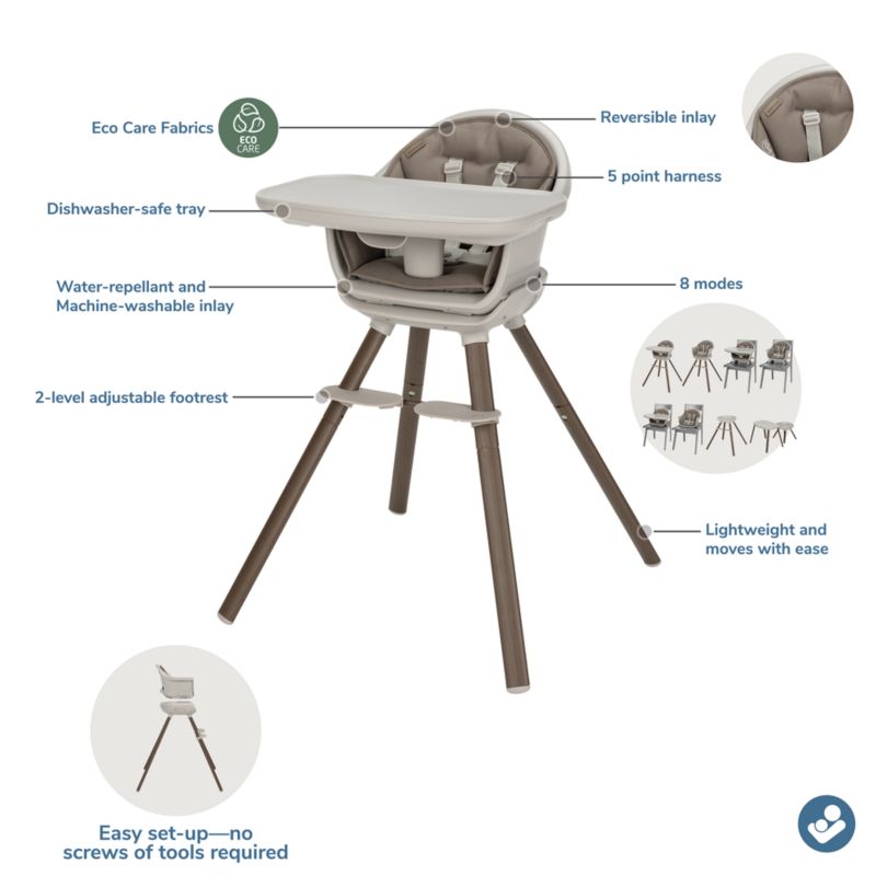 Maxi-Cosi ® Moa Classic Truffle 8-in-1 Convertible Baby High Chair - image 9 of 10