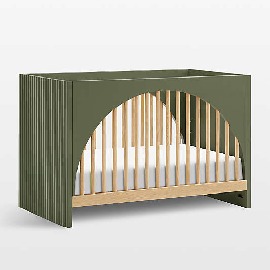 Babyletto Moab Olive Green & Ash Wood 3-in-1 Convertible Baby Crib