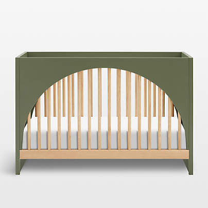 Babyletto Moab Olive Green & Ash Wood 3-in-1 Convertible Baby Crib