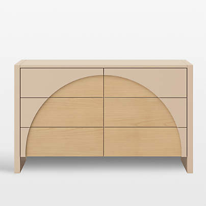 Babyletto 56" Moab Taupe & Ash Wood Wide 6-Drawer Kids Dresser