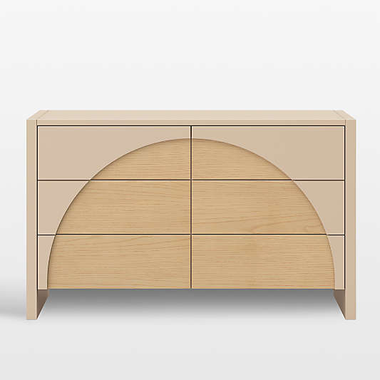 Babyletto 56" Moab Taupe & Ash Wood Wide 6-Drawer Kids Dresser
