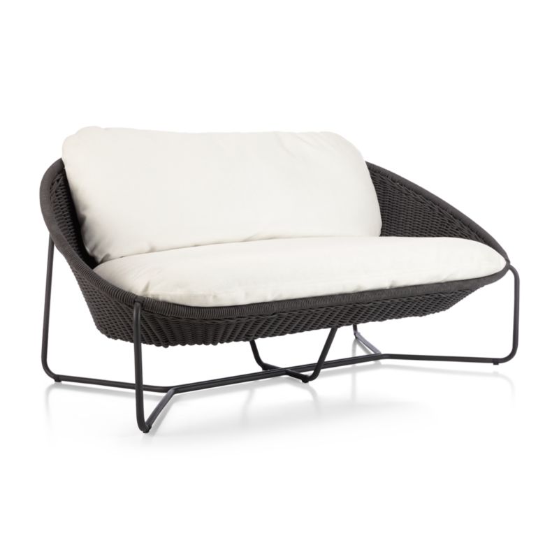 Morocco 62" Graphite Oval Outdoor Loveseat with White Cushion - image 12 of 17