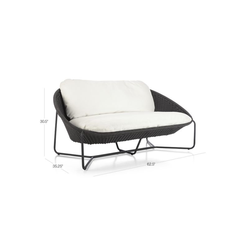 View Morocco 62" Graphite Oval Outdoor Loveseat with White Cushion - image 2 of 17