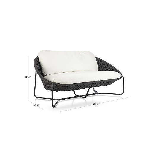 Morocco 62" Graphite Oval Outdoor Loveseat with White Cushion