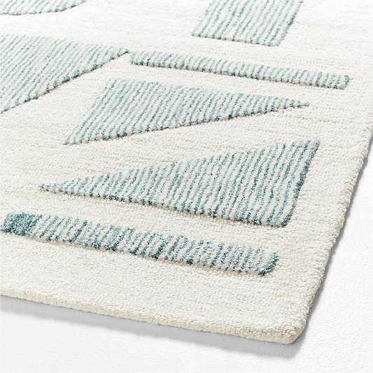 Modern Alphabet Blue Kids Wool 12"x18" Rug Swatch