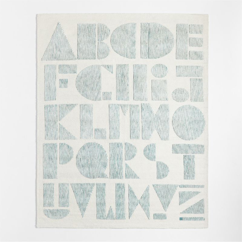 Modern Alphabet Blue Kids Wool Area Rug 6'x9' - image 0 of 5