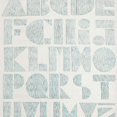 Modern Alphabet Blue Kids Wool 12"x18" Rug Swatch