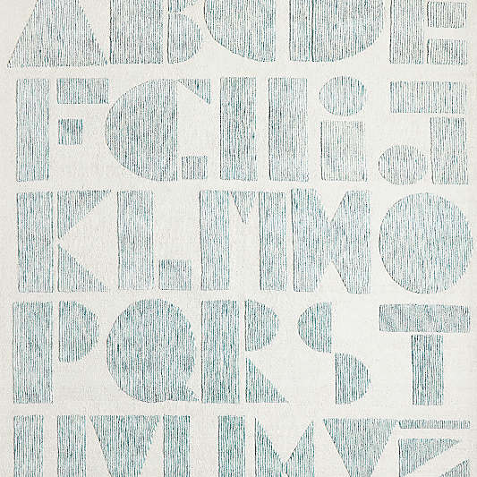 Modern Alphabet Blue Kids Wool 12"x18" Rug Swatch