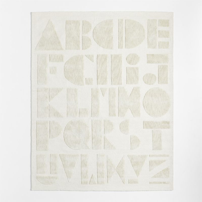 Modern Alphabet Calm Beige Kids Wool Area Rug 5'x8' - image 0 of 5