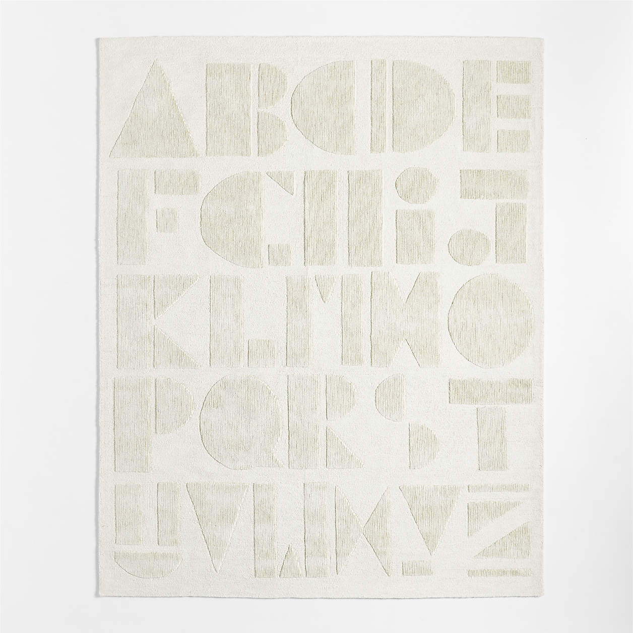 Modern Alphabet Calm Beige Kids Wool Area Rug 8x10 | Crate & Kids
