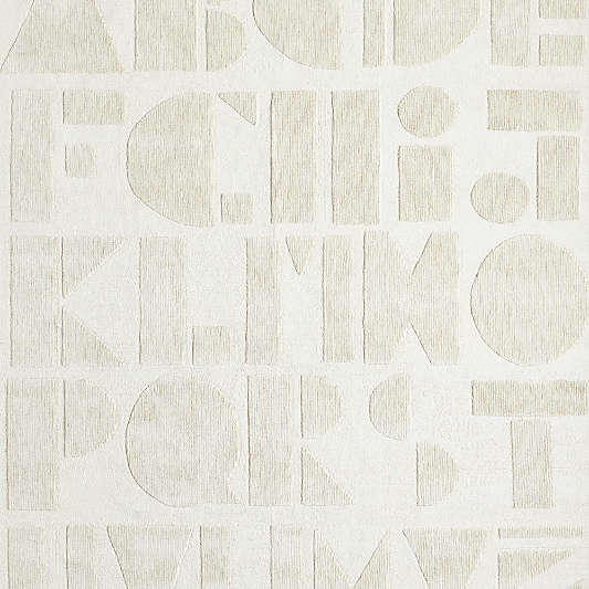 Modern Alphabet Calm Beige Kids Wool Area Rug