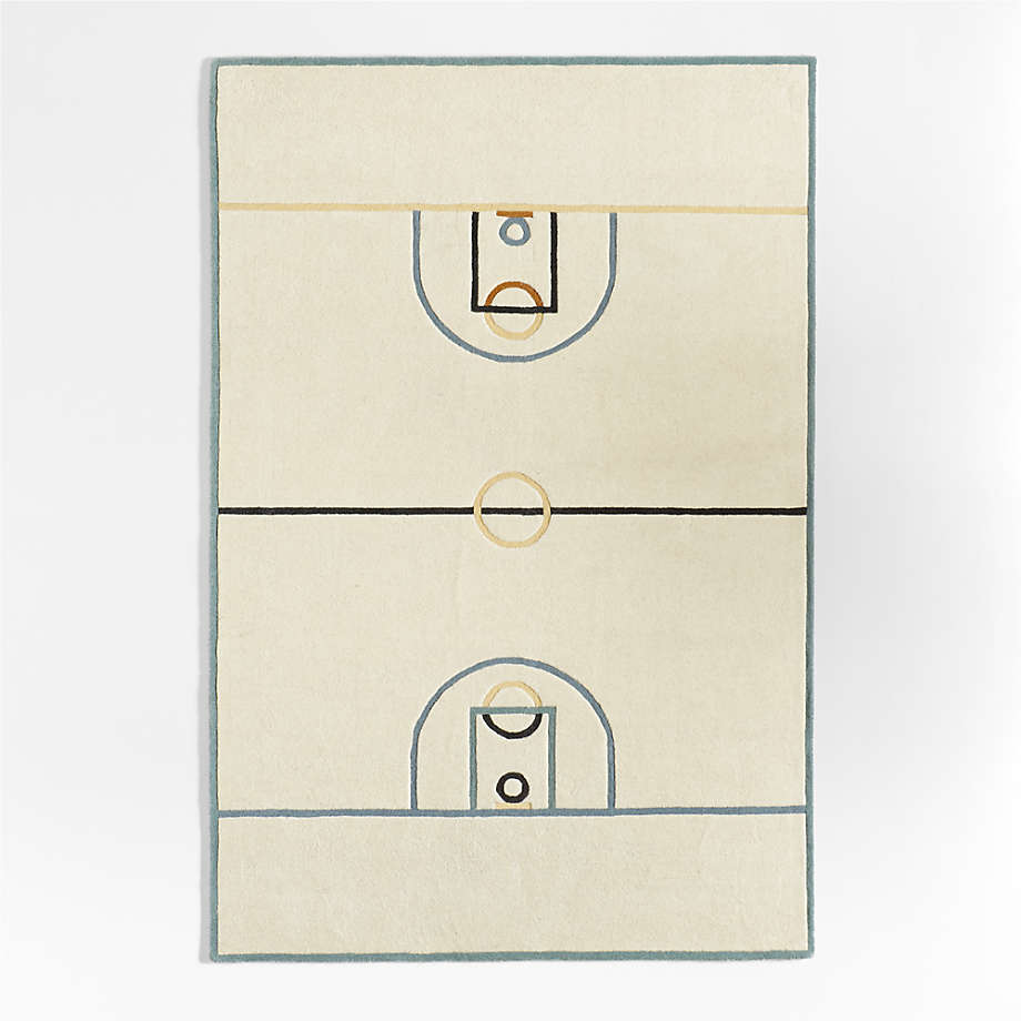 Modern Basketball Court Wool Kids Colorful Area Rug 8x10 Crate & Kids