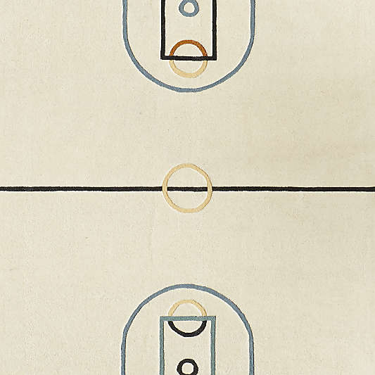 Modern Basketball Court Wool Kids 12"x18" Rug Swatch