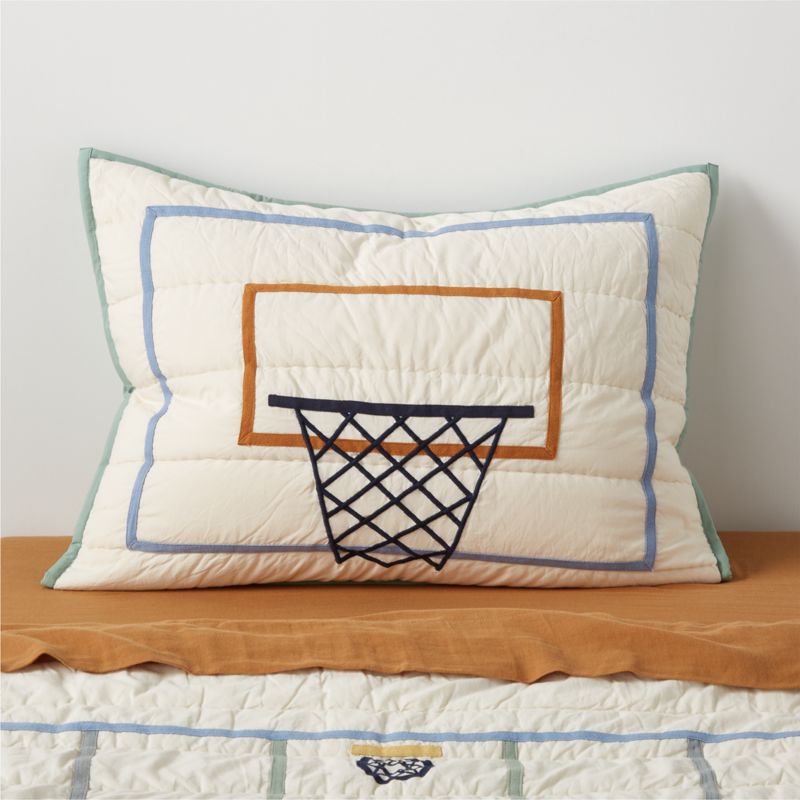 Modern Basketball Organic Cotton Kids Pillow Sham