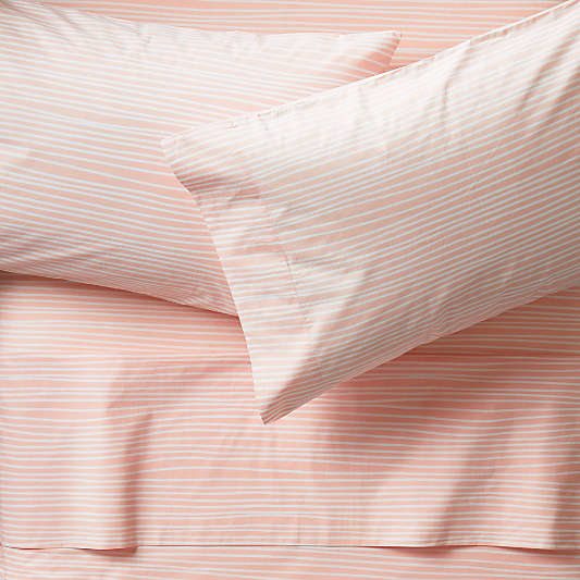 Organic Mod Pink Stripe Queen Sheet Set