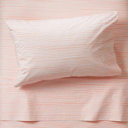 Organic Mod Pink Stripe Twin Sheet Set