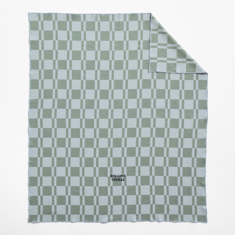 Modern Checkerboard Blue Organic Cotton Kid Blanket - image 2 of 5