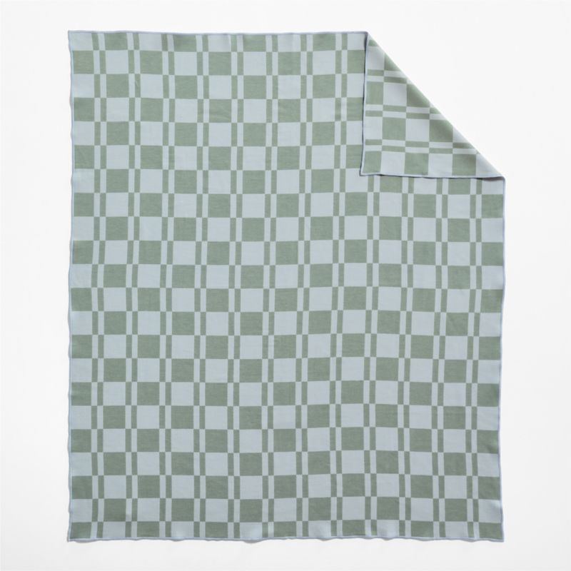 Modern Checkerboard Blue Organic Cotton Kid Blanket - image 3 of 5