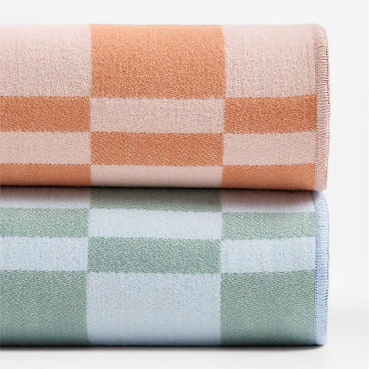 Modern Checkerboard Blue Organic Cotton Kid Blanket