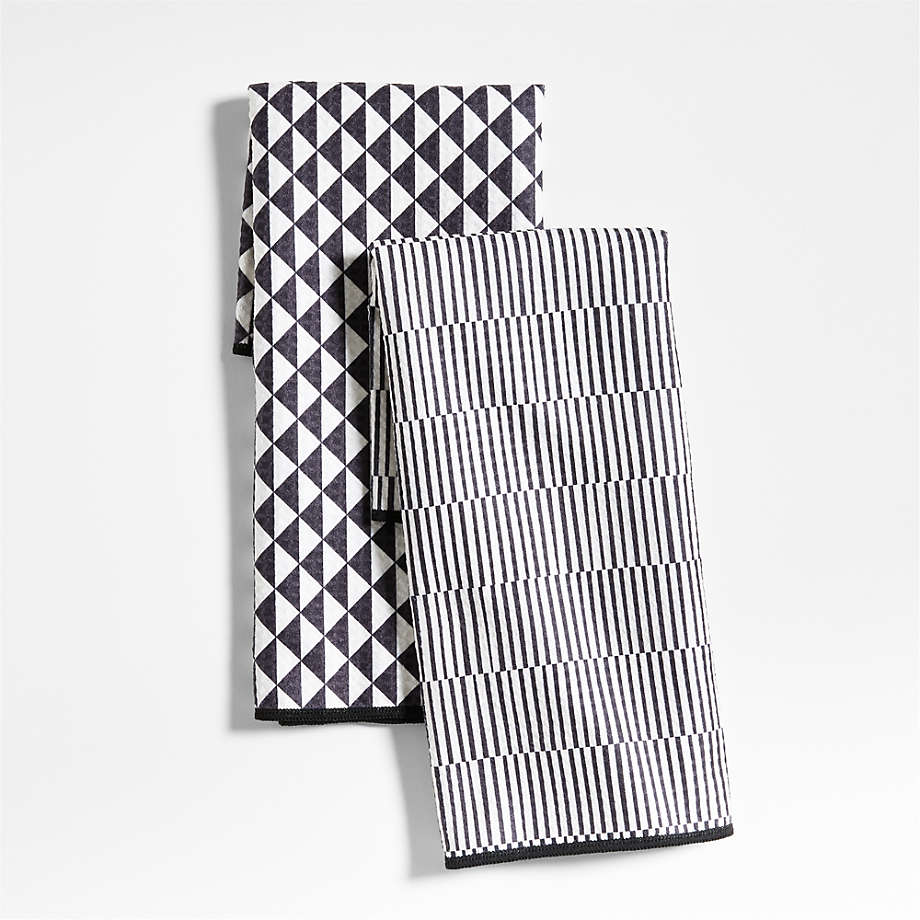 Modern Check Black Recycled Dish Towel, Set of 2 | Crate & Barrel