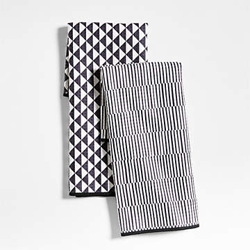 Cotton Striped Dish Cloth (Set of 6) Chardin Home Color: Black