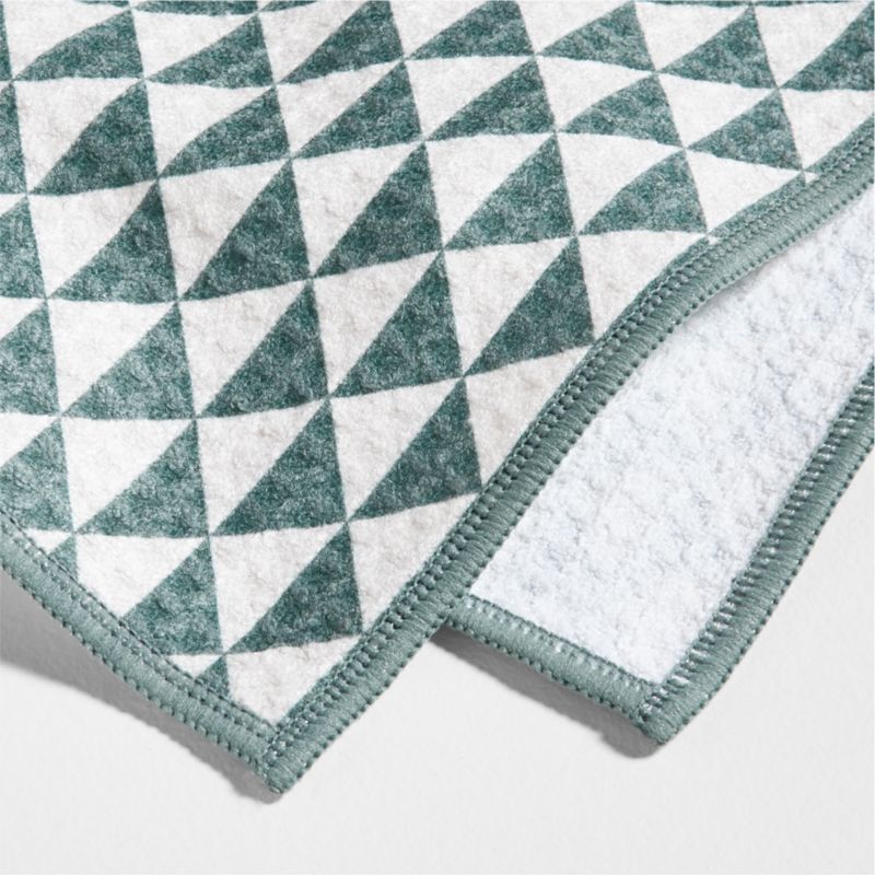 Modern Check Pendula Green Recycled Dish Towel, Set of 2