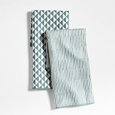 View Modern Check Pendula Green Recycled Kitchen Towels, Set of 2 details