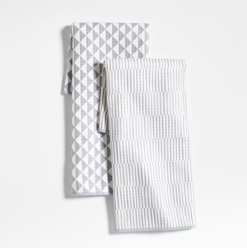 Modern Check Grey Recycled Dish Towel Set Of 2 Reviews Crate   ModCheckGryDishTwlS2SSS24