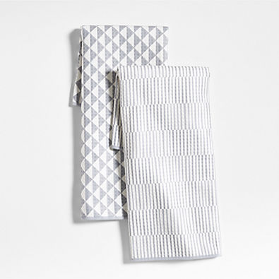 View Modern Check Grey Recycled Kitchen Towels, Set of 2 details