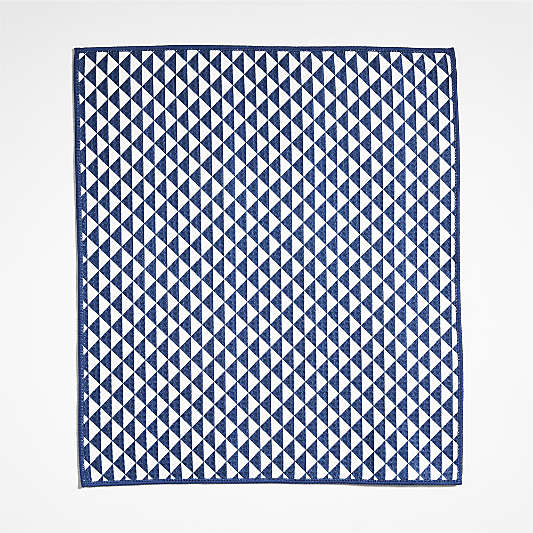 Modern Check Indigo Recycled Kitchen Towels, Set of 2