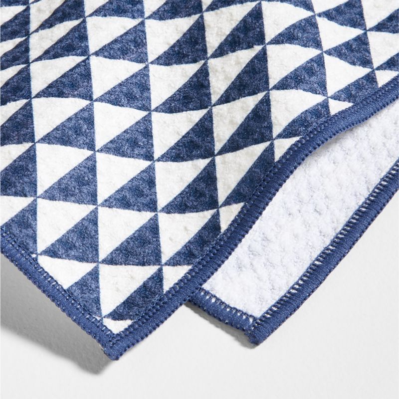 Modern Check Indigo Recycled Dish Towel, Set of 2