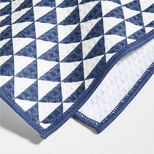 Modern Check Indigo Recycled Kitchen Towels, Set of 2