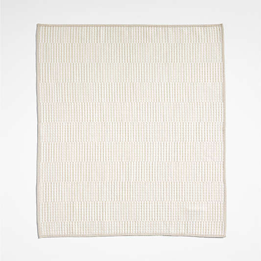 Modern Check Alabaster Beige Recycled Kitchen Towels, Set of 2