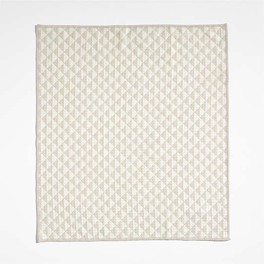 Modern Check Alabaster Beige Recycled Kitchen Towels, Set of 2