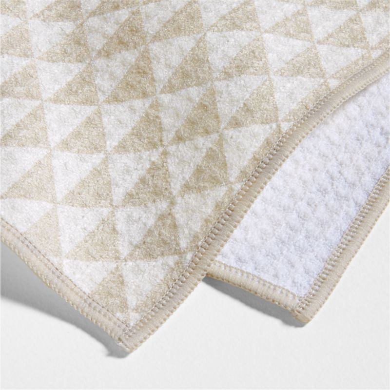 Modern Check Alabaster Beige Recycled Dish Towel, Set of 2