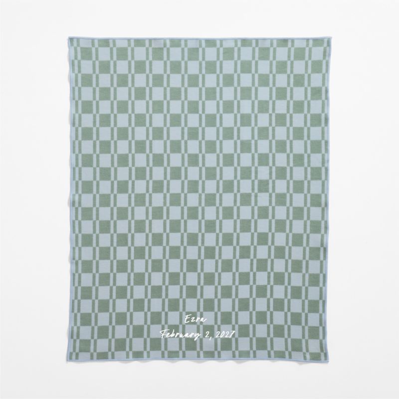 Modern Checkerboard Blue Organic Cotton Baby Stroller Blanket - image 2 of 5