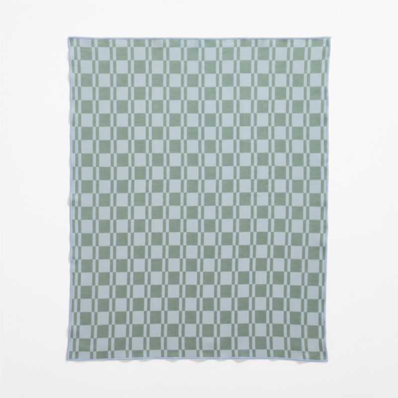 Modern Checkerboard Blue Organic Cotton Baby Stroller Blanket - image 3 of 5