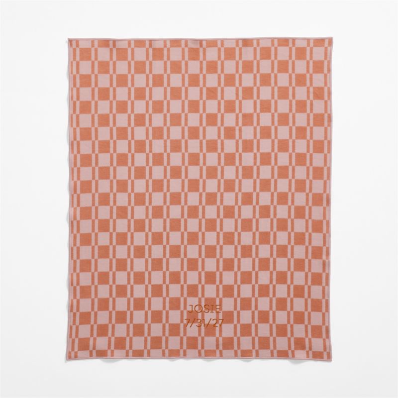 Modern Checkerboard Pink Organic Cotton Baby Stroller Blanket - image 2 of 5