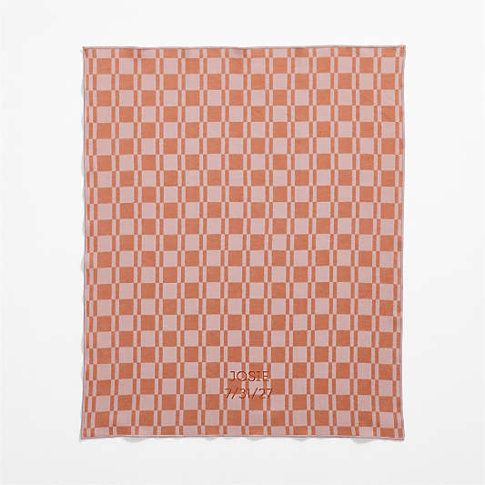 Modern Checkerboard Pink Organic Cotton Baby Stroller Blanket