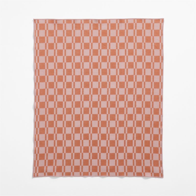 Modern Checkerboard Pink Organic Cotton Baby Stroller Blanket - image 3 of 5