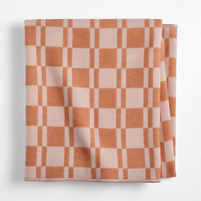 View Modern Checkerboard Pink Organic Cotton Kid Blanket details